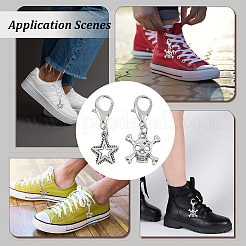 24 шт. 2 стиля череп звезда сплав подвеска украшения&nbsp;HJEW-GO00220