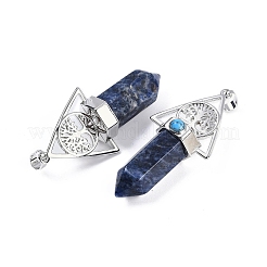 Натуральный содалит ограненные заостренные пули большие подвески&nbsp;G-H076-02P-013