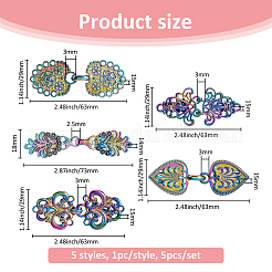 5 шт. 5 стиля литой крючковой кнопки AJEW-FH0005-87