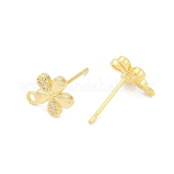 Латунные микро-паве прозрачные серьги-гвоздики из циркония&nbsp;LS-KK-Z099-01G-02