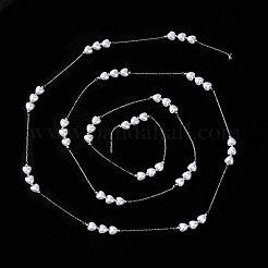 Цепи из круглой бусины из нержавеющей стали 304 и бисера в форме сердца из АБС-пластика&nbsp;CHS-G048-07P