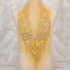 Воротник из полиэстера и цветочного кружева со стразами и вышивкой&nbsp;DIY-WH0304-901A