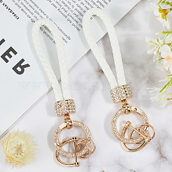 2 шт. брелок из искусственной кожи и сплава со стразами&nbsp;KEYC-CL0001-15B