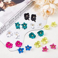10 пара 10-х стилевых сережек-гвоздиков из сплава с 3D-цветком&nbsp;EJEW-FI0001-92