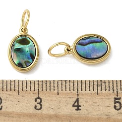 Подвески из нержавеющей стали 304 с покрытием из натуральной раковины морского ушка/белой раковины&nbsp;STAS-U037-03G-01