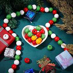 300шт 3 цвета окрашенные бусины из натурального дерева&nbsp;WOOD-SZ0001-05