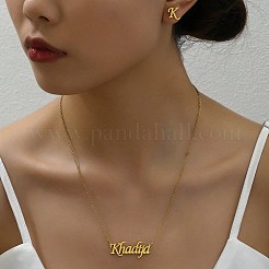 Комплекты из серег-гвоздиков с буквой «К» из нержавеющей стали и подвесок в виде слова «Хадиджа» для женщин&nbsp;ES0413-1