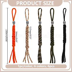 5 шт. 5-х цветные полипропиленовые парашютные шнуры подвесные украшения для мужчин&nbsp;HJEW-HY0001-23