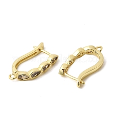 Застежка для сережек-колец в форме капли из латуни с микропаве и прозрачными кубическими циркониями&nbsp;KK-A289-09G