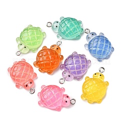 24 шт. 8-цветные градиентные подвески из светящейся смолы&nbsp;RESI-FP0001-42