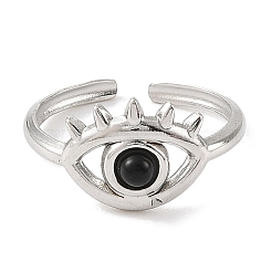 Кольца из натурального окрашенного и нагретого черного агата&nbsp;RJEW-F166-56P