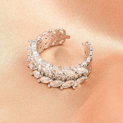 Манжеты из латуни с микро паве кубический цирконий для женщин&nbsp;RJEW-Z113-49P