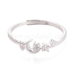925 регулируемое кольцо из стерлингового серебра с микропаве из прозрачных кубических цирконий для женщин&nbsp;STER-N016-144S