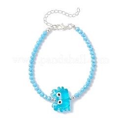 4 шт. браслеты из двухцветного стекла и бусин ручной работы в технике лэмпворк для женщин BJEW-TA00692