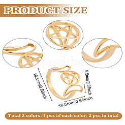 2 шт. 2-х цветные тройные лунные кольца из нержавеющей стали 304 для женщин&nbsp;RJEW-LP0001-38