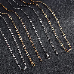 18 шт. 2 цвета 667 нержавеющая сталь цепочка-скрепка ожерелье&nbsp;NJEW-ME0001-08