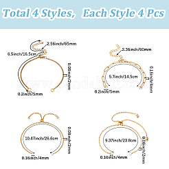 16 шт. 4 стиля браслета-цепочки из нержавеющей стали 304&nbsp;MAK-SC0001-37