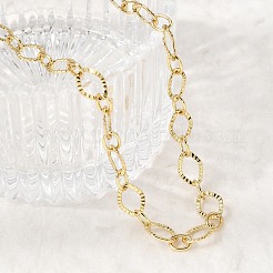 Ожерелья из текстурированной овальной цепочки из латуни толщиной 7 мм&nbsp;NJEW-L013-10G