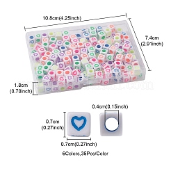 210шт 6 цвета непрозрачные белые акриловые европейские бусины&nbsp;MACR-YW0002-75A