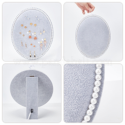 Овальные деревянные изогнутые бархатные стойки для серег с наклоном назад&nbsp;EDIS-WH0029-44C-01