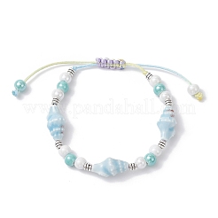 3 шт. двухцветных фарфоровых браслетов ручной работы с бусинами&nbsp;BJEW-JB12473