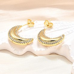 Женские серьги-гвоздики из латуни с микропаве и прозрачным кубическим цирконием&nbsp;EJEW-U056-03G