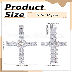2 шт. латунные подвески с микропаве из кубического циркония в виде латинского креста&nbsp;ZIRC-LP0001-14