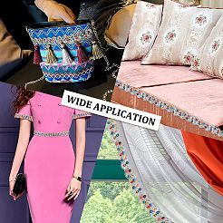 Кружевная лента с пайетками из полиэстера&nbsp;OCOR-WH0078-113A