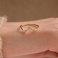 Кольца для пальцев из стерлингового серебра в форме волны с микропаве из прозрачных кубических цирконий&nbsp;FS-WG6021D-08