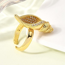 Латунные микропаве прозрачные кубические цирконии регулируемые открытые манжеты кольца для женщин&nbsp;RJEW-I111-02G-02