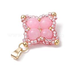 Подвески из натурального желтого окрашенного нефрита и стеклянных бусин&nbsp;PALLOY-MZ00365-02