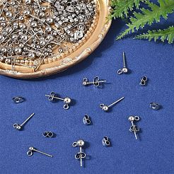 100 шт. 3 стиля оригинального цвета 304 нержавеющая сталь шарообразная фурнитура для сережек-гвоздиков&nbsp;STAS-YW0003-06