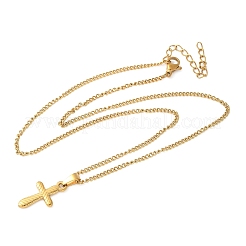 Ожерелья с крестом из нержавеющей стали 304 для женщин и мужчин&nbsp;LS-NJEW-Z063-02G