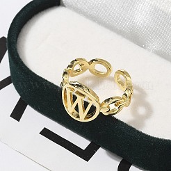 Латунные открытые манжеты для женщин&nbsp;RJEW-K289-01G-W