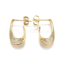 Женские серьги-гвоздики из латуни с микропаве и прозрачным кубическим цирконием&nbsp;EJEW-U056-04A-G