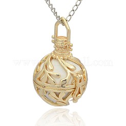 Золотой тон латунь полые круглые подвески&nbsp;LS-KK-J236-09G