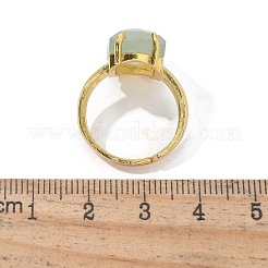 Кольца из натурального зеленого авантюрина в форме шестиугольника&nbsp;RJEW-B113-02G-07