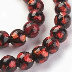 Ручная серебряная фольга стеклянные бусины Lampwork&nbsp;LAMP-P051-G07-10MM