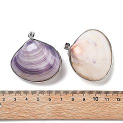 Подвески из натуральной белой ракушки с гальваническим покрытием&nbsp;KK-F882-04P