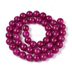 Нити круглых бусин из натурального окрашенного нефрита машан&nbsp;G-T139-8mm-67D