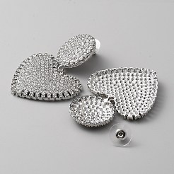 Серьги-гвоздики с кристаллами и стразами в форме сердца с 925 булавкой из стерлингового серебра&nbsp;EJEW-WH0011-27P