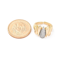 Кольца-манжеты для пальцев с микропаве из прозрачных кубических цирконий из латуни для женщин&nbsp;RJEW-C116-16G