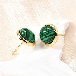 Латунные полукруглые серьги-гвоздики&nbsp;EJEW-Z124-02G