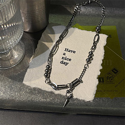 Цепочки-колье в стиле хип-хоп из нержавеющей стали 201 с шипами и конусами&nbsp;FS-WG323D8-01