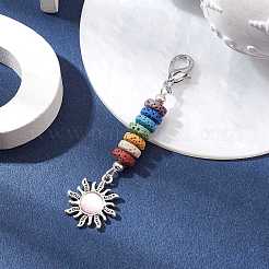 Подвеска из солнечного сплава и кошачьего глаза&nbsp;HJEW-JM01593-04