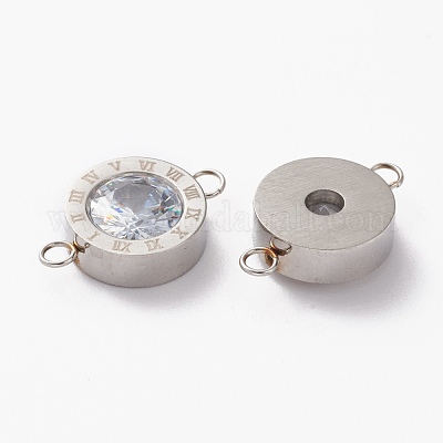 Соединительные звенья из нержавеющей стали 304 с микропаве из прозрачного кубического циркония STAS-I169-01P-1