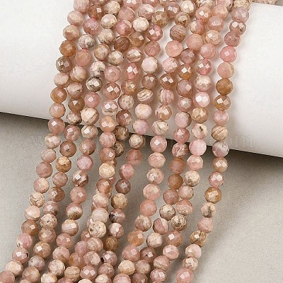 Природные родонит бисер нитей&nbsp;G-B175-D10-4mm-1