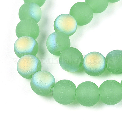 Нити стеклянных бусин с имитацией матового нефрита&nbsp;LS-GLAA-T032-J8mm-MBB05-1