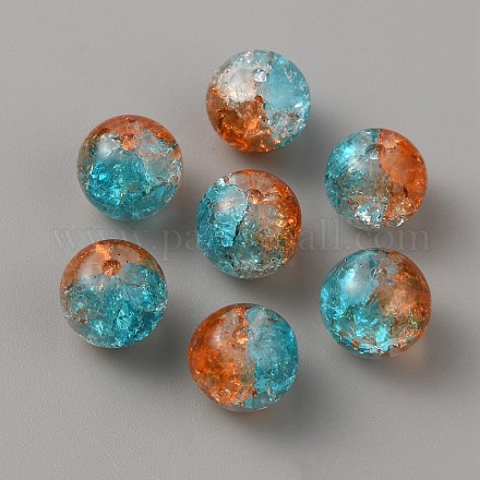 Двухцветные прозрачные стеклянные бусины с кракле&nbsp;LS-GLAA-WH0038-15D-1