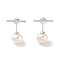 Anti-Tarnish Sterling Silver Stud Earrings, with Natural Pearl and Cubic Zirconia, Jewely for Women, Round, 18x15mm